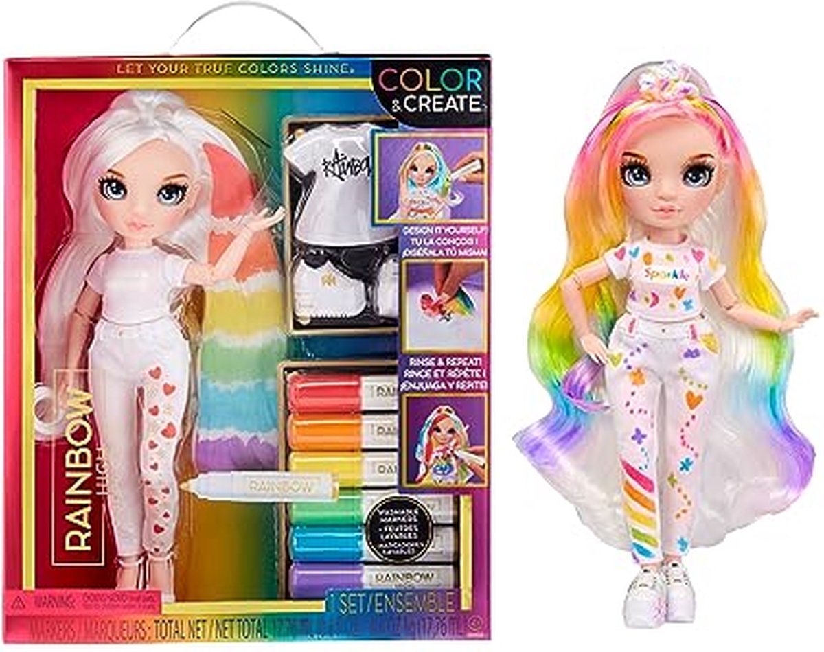 Rainbow High Color & Create - Blauwe ogen - 27 cm - Modepop