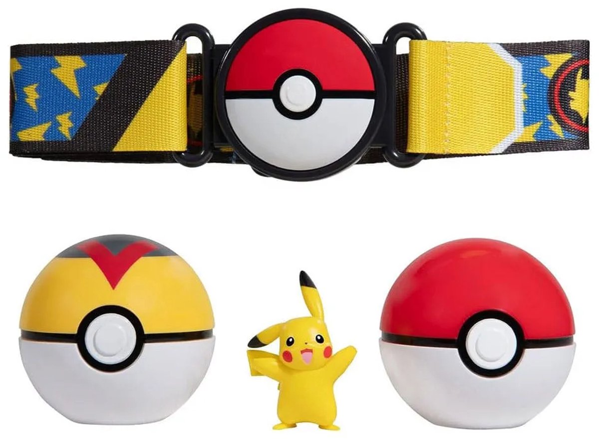 Jazwares Pokémon Clip'n'Go Poké Ball Belt Set Poké Ball, Luxury Ball & Pikachu Action Figuur