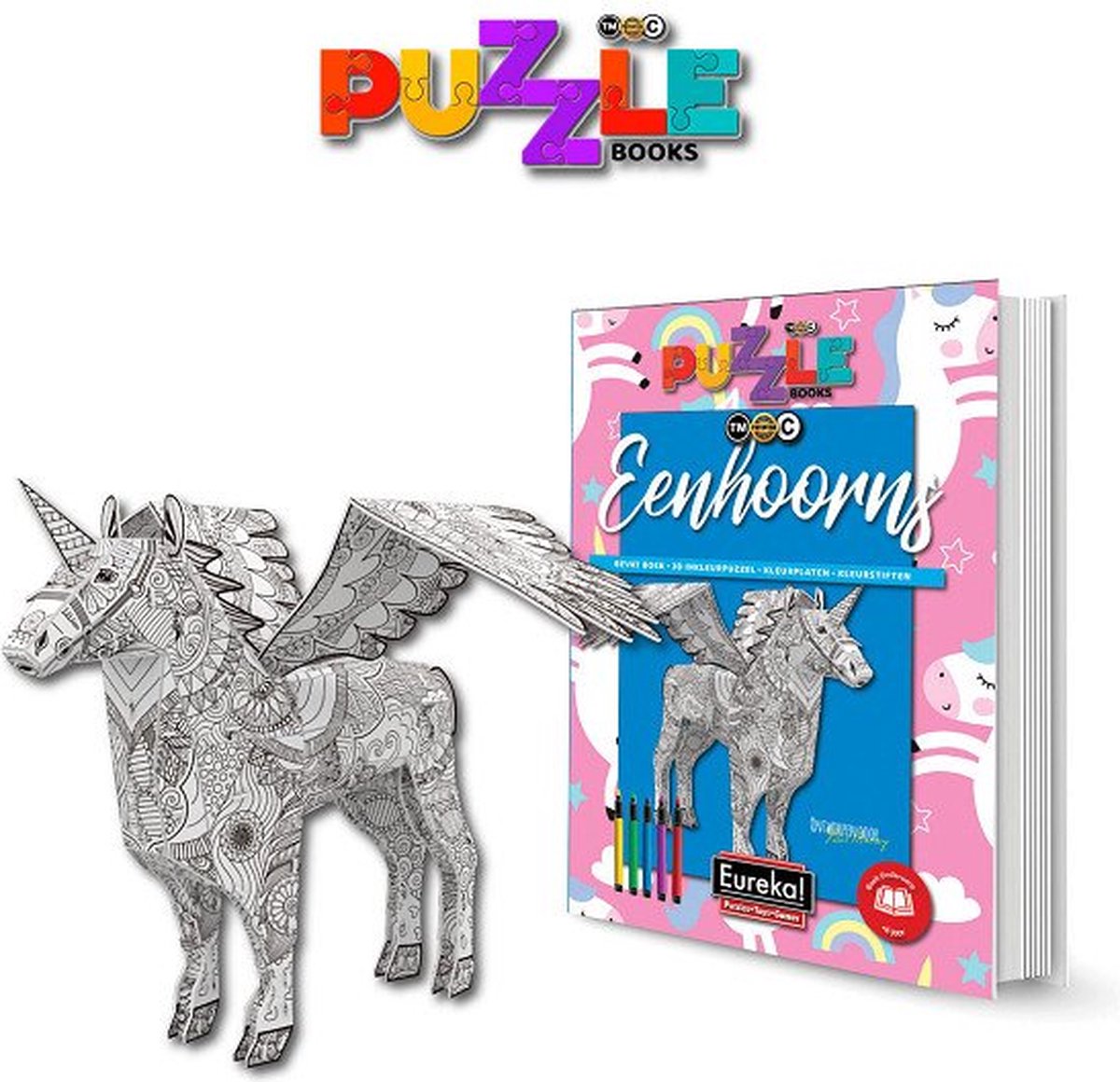 Eureka 3D Puzzle Books Kleur- en Puzzelboek - Eenhoorns
