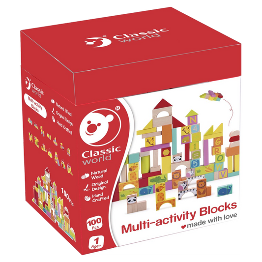 Klassieke wereld houten blokkenset