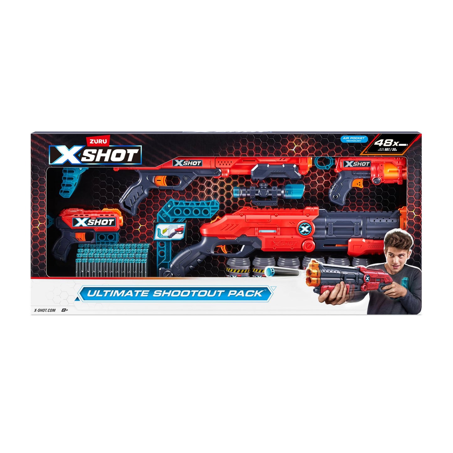 XSHOT Excel Ultimate Shootout Pack (4 Blasters, 48 Darts, 6 Cans)