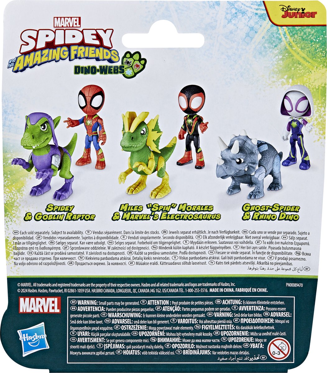 Marvel Spidey and His Amazing Friends - Dino-Webs Miles Morales en Electrosaurus - Actiefiguur - 10 cm