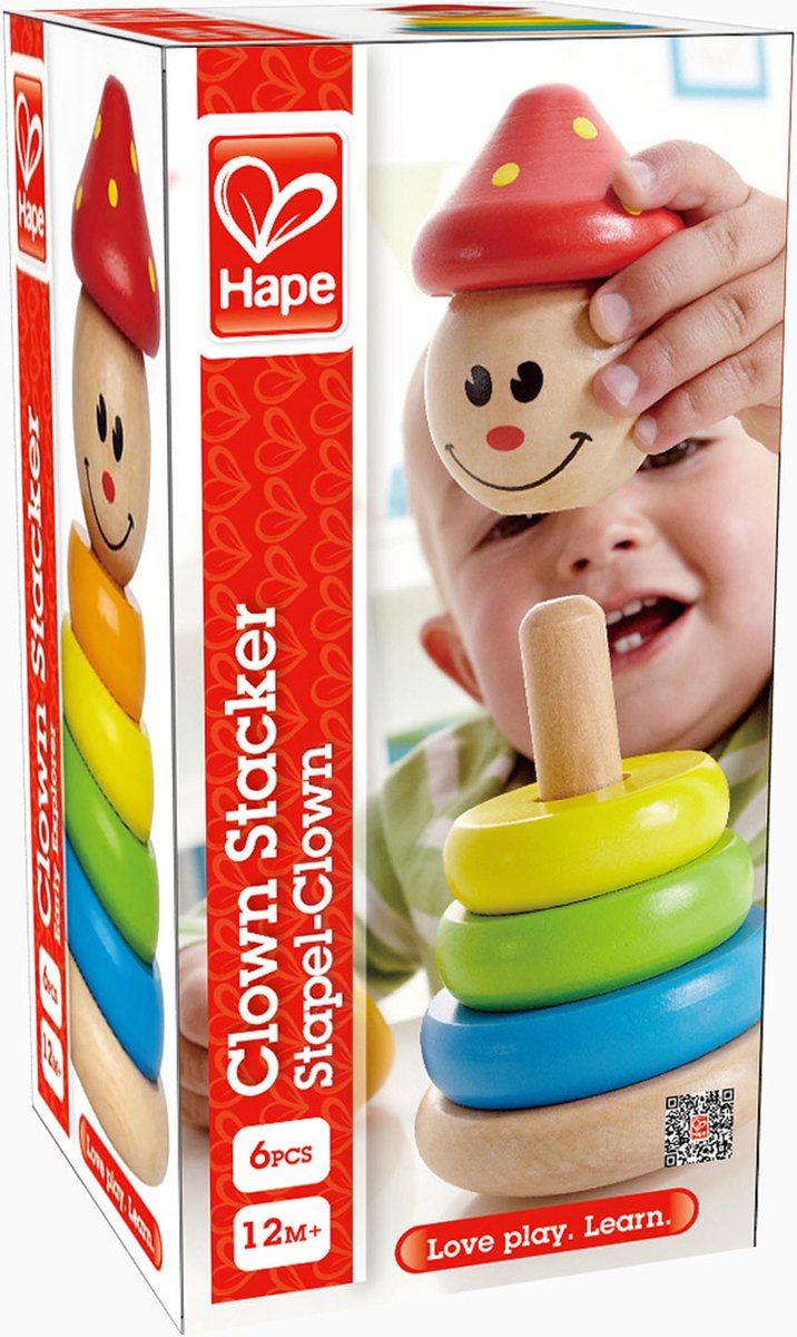 Hape Houten Stapeltoren Clown 16,5 Cm