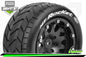Louise RC - MFT - MT-ROCKET - 1-10 Monster Truck Bandenset - Gemonteerd - Sport - 2.8 Bead-Lock Velgen Zwart - 1/2-Offset - Zeskant 14mm - L-T3307SBM