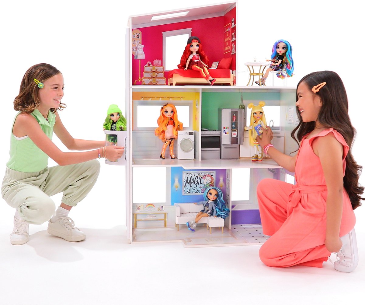 Rainbow High Huis - Houten poppenhuis met dakterras - Poppenhuis
