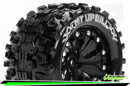 Louise RC - MT-UPHILL - 1-10 Monster Truck Bandenset - Gemonteerd - Sport - Velgen 2.8 Zwart - 1/2-Offset - Zeskant 12mm - L-T3204SBH