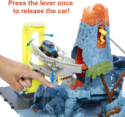 Mattel Matchbox Onderzoekscentrum - Speelgoedauto met vulkaan en licht & geluid