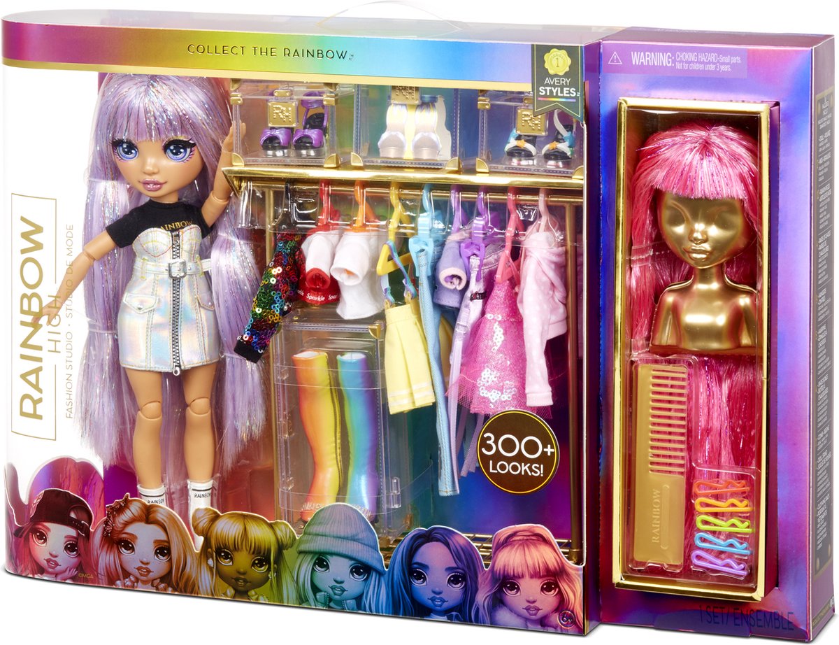 Rainbow High Fashion Studio - Pop Avery Styles met Poppenkleding