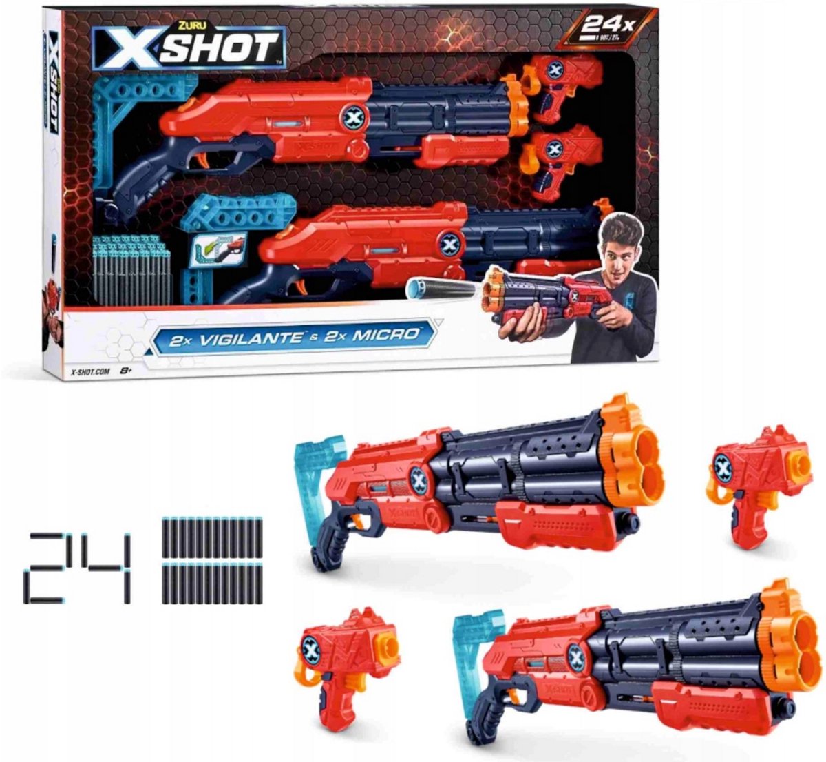 ZURU X-Shot Excel 2x Vigilante & 2x Micro - Foam darts - Actie speelgoed