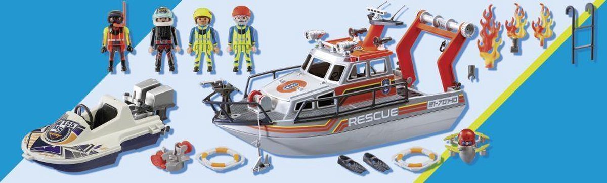 PLAYMOBIL City Action Redding op zee: brandbestrijdingsmissie met reddingskruiser - 70140
