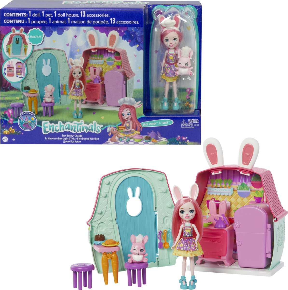 Enchantimals Speelset Bree Bunny Meisjes 15,2 Cm Roze 18-delig