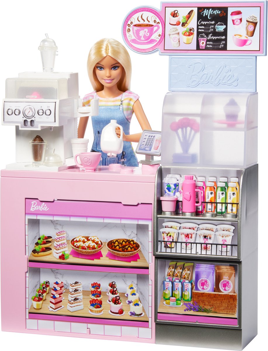 Barbie Koffiebar - mattel barbie coffee shop set - speelpop