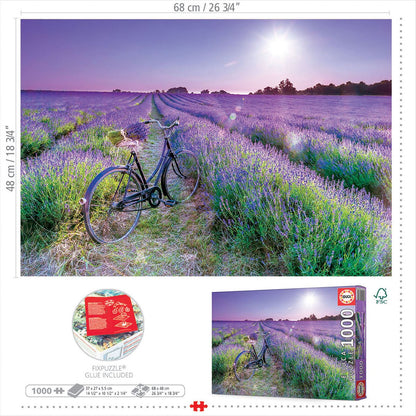 Educa puzzel fiets lavendelveld 1000 stukjes voor volwassenen.