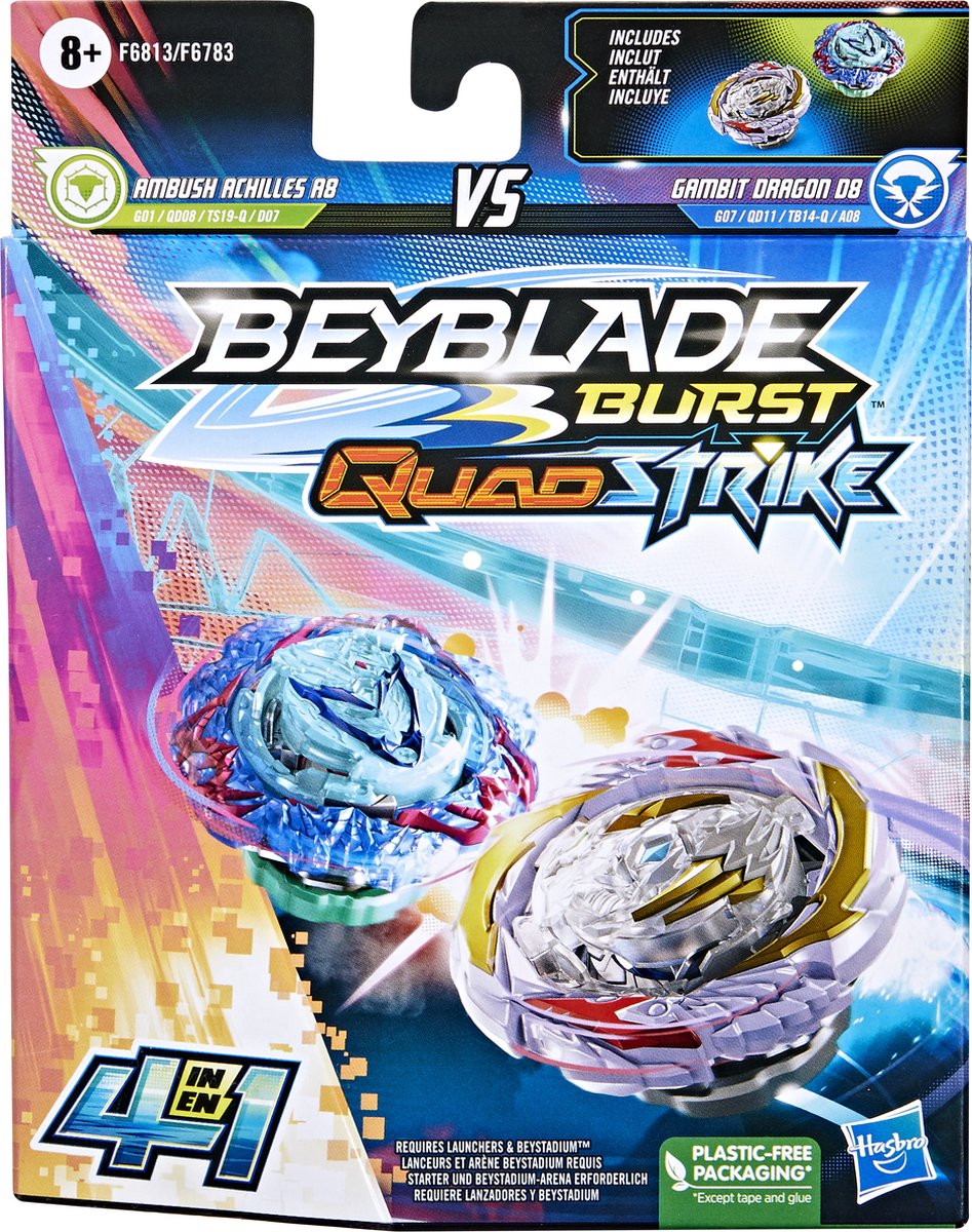 Beyblade QuadStrike Gambit Dragon en Ambush Achi - Tol voor 8+ jaar
