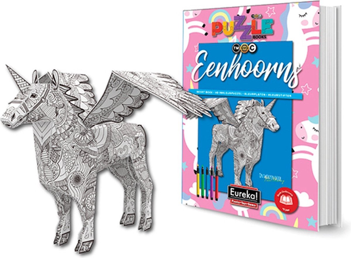 Eureka 3D Puzzle Books Kleur- en Puzzelboek - Eenhoorns