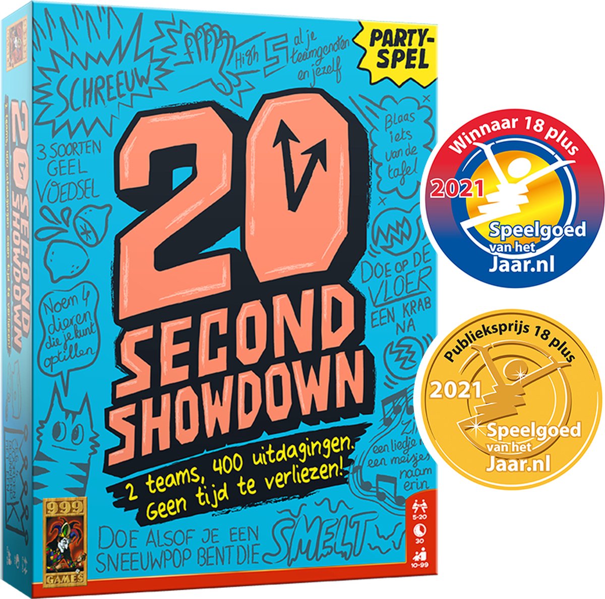 999 Games - 20 Second Showdown - Partyspel - 2 teams, 400 uitdagingen
