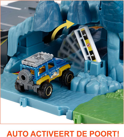 Mattel Matchbox Onderzoekscentrum - Speelgoedauto met vulkaan en licht & geluid
