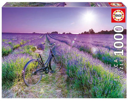 Educa puzzel fiets lavendelveld 1000 stukjes voor volwassenen.