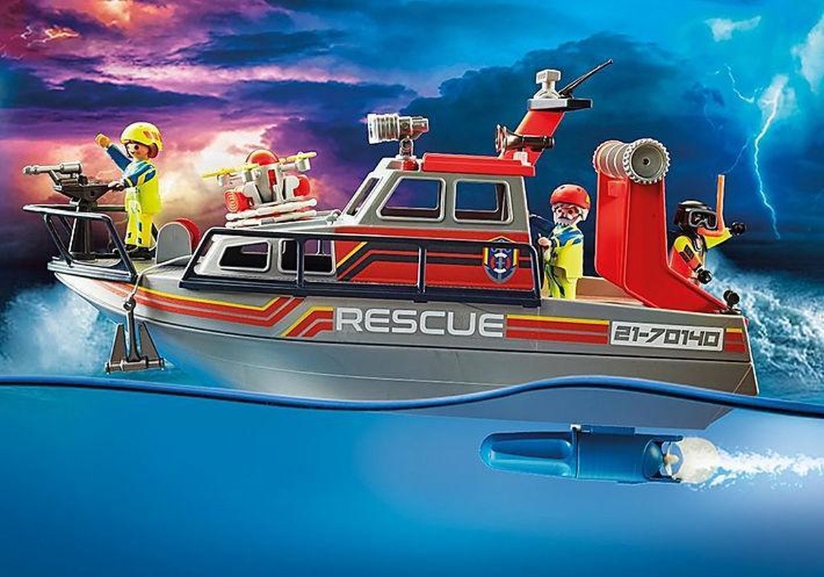 PLAYMOBIL City Action Redding op zee: brandbestrijdingsmissie met reddingskruiser - 70140