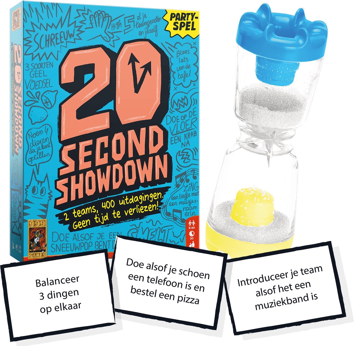 999 Games - 20 Second Showdown - Partyspel - 2 teams, 400 uitdagingen