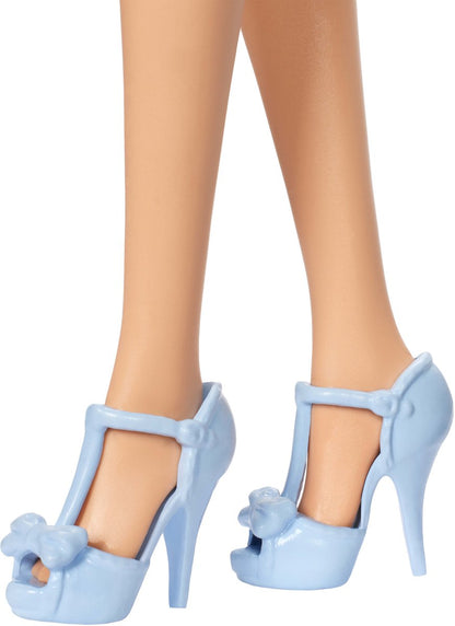 Barbie Pop - Pop met Blond Haar en Blauw Halterjurkje met strik - Modepop