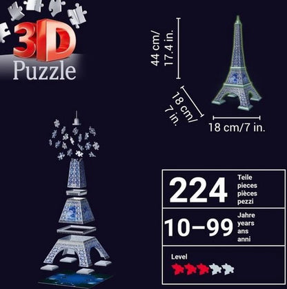 Ravensburger 3D Puzzel Eiffeltoren Glow in the dark - 216 stukjes