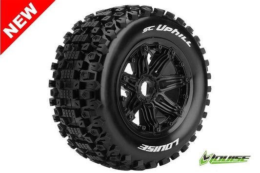 Louise RC - SC-UPHILL - 1-5 Short Course Truck Bandenset - Gemonteerd - Sport - Bead-Lock Velgen Zwart - Zeskant 24mm - Achter - L-T3293B