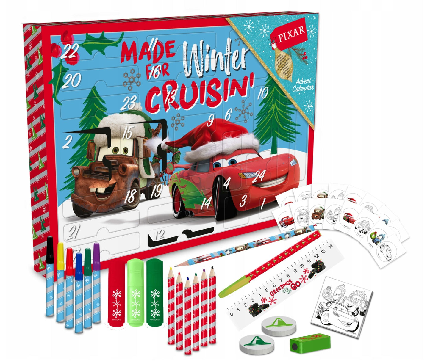 Advent kalender Cars - 39 x 27 cm - Advenstkalender - Adventkalender - Assorti - Aanmaakblokjes