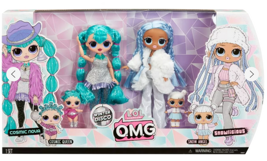 L.O.L. Surprise OMG Winter Disco 4 pack - 2 grote poppen en 2 kleine poppen