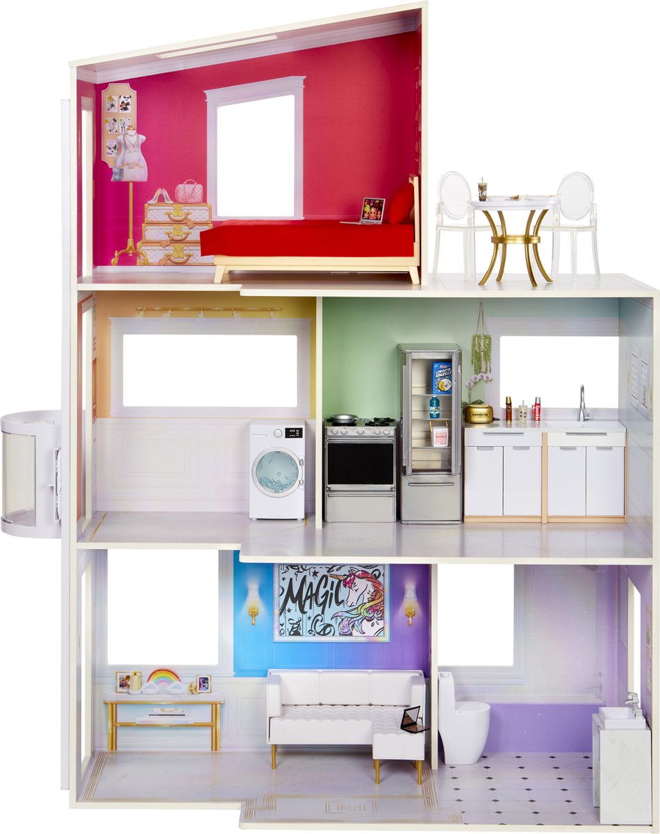 Rainbow High Huis - Houten poppenhuis met dakterras - Poppenhuis