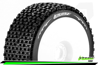 Louise RC - B-PIRATE - 1-8 Buggy Tire Set - Mounted - Soft - White Wheels - Hex 17mm - L-T3126SW