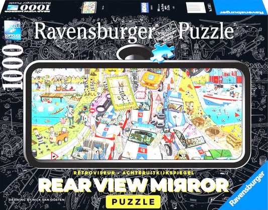 Rear view mirror Puzzle Politie achtervolging