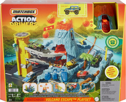Mattel Matchbox Onderzoekscentrum - Speelgoedauto met vulkaan en licht & geluid