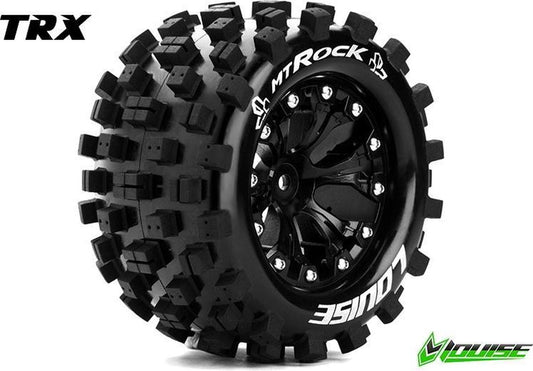 Louise RC - MT-ROCK - 1-10 Monster Truck Bandenset - Gemonteerd - Sport - Velgen 2.8 Zwart - 0-Offset - 12mm - L-T3275SB