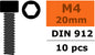 Revtec - Cilinderkopschroef - Binnenzeskant - M4X20 - Staal - 10 st