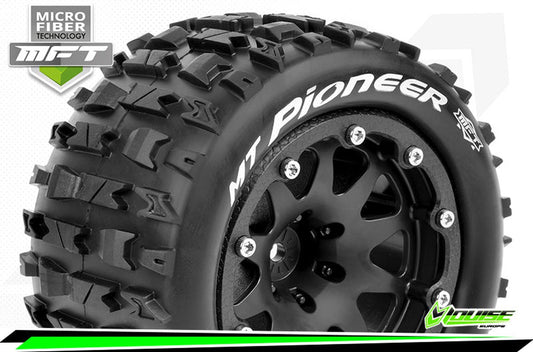 Louise RC - MFT - MT-PIONEER - 1-10 Monster Truck Bandenset - Gemonteerd - Sport - 2.8 Bead-Lock Velgen Zwart - 1/2-Offset - Zeskant 14mm - L-T3308SBM