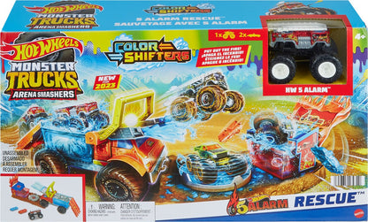 Hot Wheels - Monstertrucks Arenabeukers Color Shifters 5 Alarm Redding - Speelset