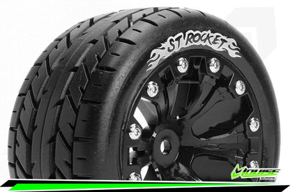 Louise RC - ST-ROCKET - 1-10 Stadium Truck Bandenset - Gemonteerd - Sport - Velgen 2.8 Zwart - 1/2-Offset - Zeskant 12mm - L-T3208SBH