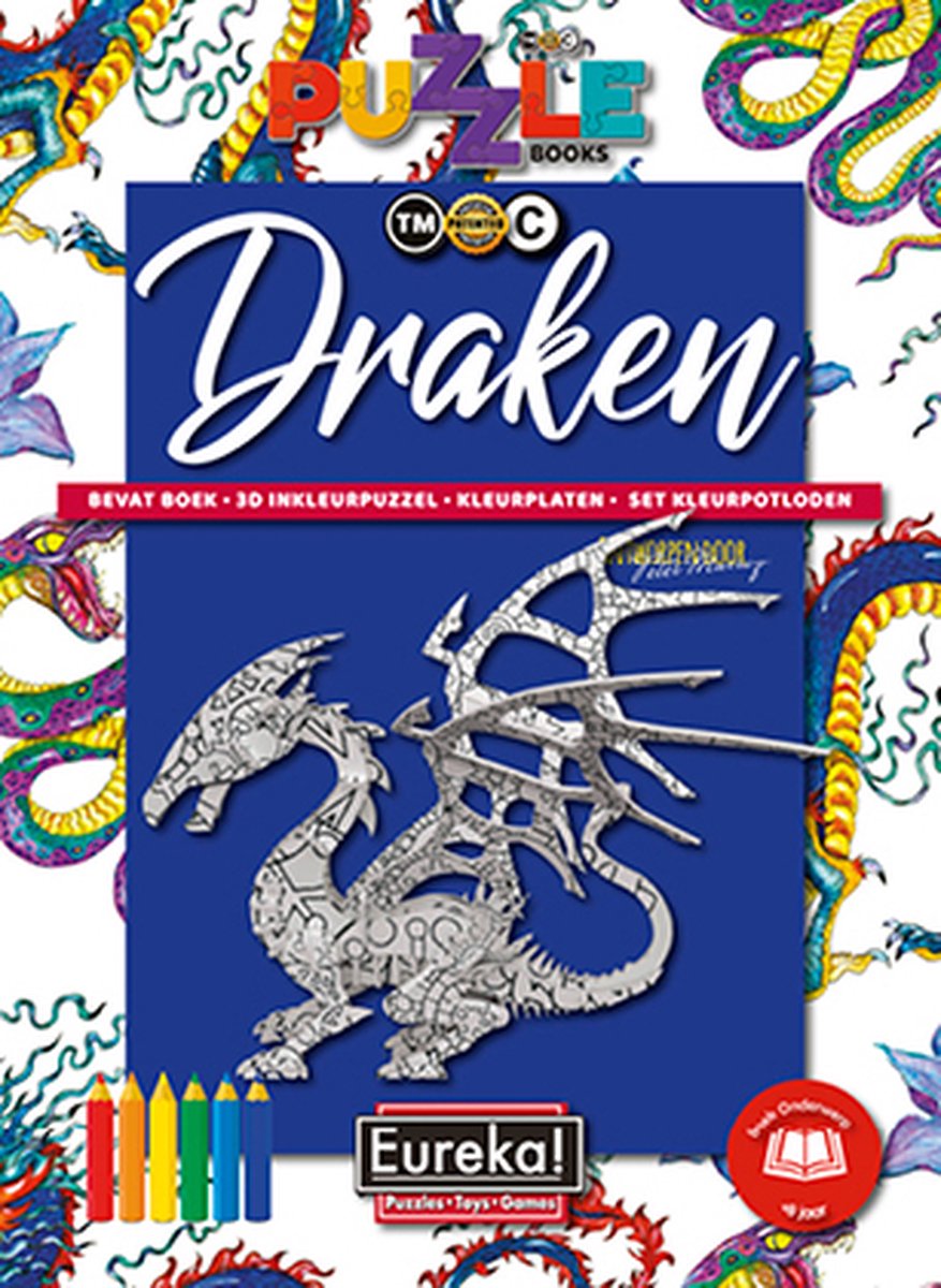 Eureka 3D Puzzle Books Kleur- en Puzzelboek - Draken - 8+ jaar