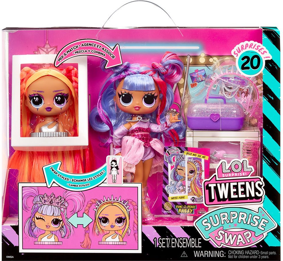 L.O.L. Surprise! Tweens Surprise - 16,5 cm - Swap Modepop - Buns-2-Braids Bailey