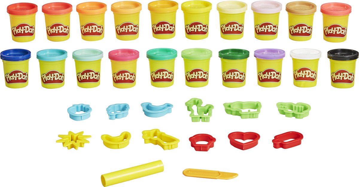 Play-Doh Bucket of Fun - Boetseerklei - 14 gereedschappen - 20 potjes klei