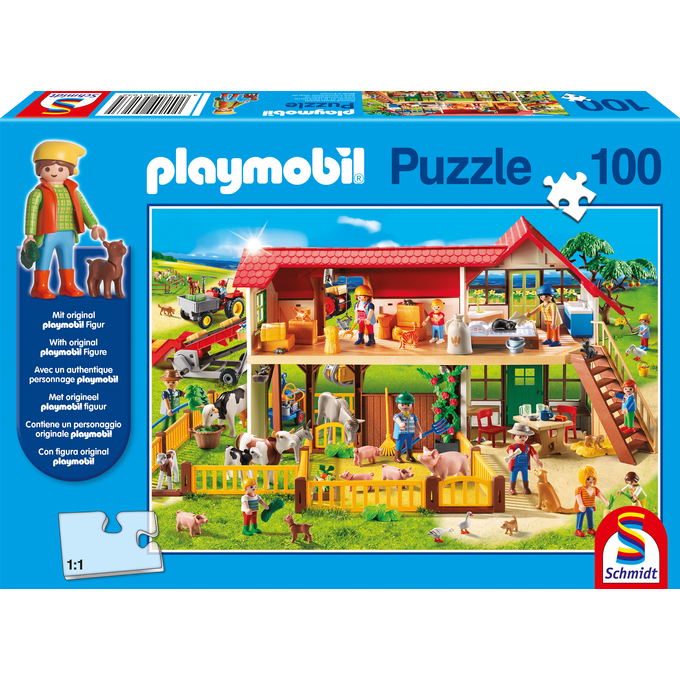 Schmidt Legpuzzel Playmobil Farm Junior Karton Blauw 100 Stukjes