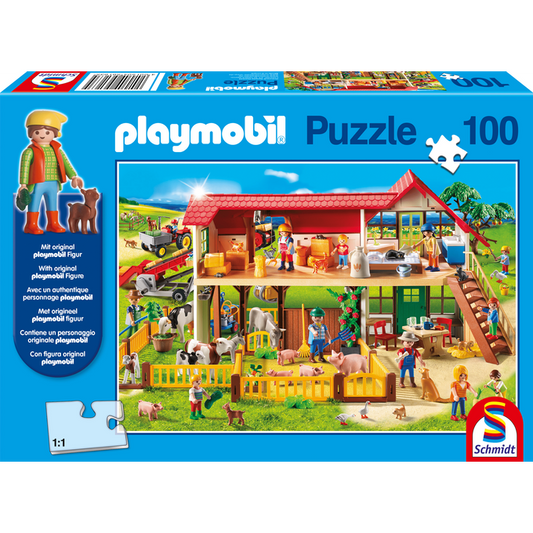 Schmidt Legpuzzel Playmobil Farm Junior Karton Blauw 100 Stukjes