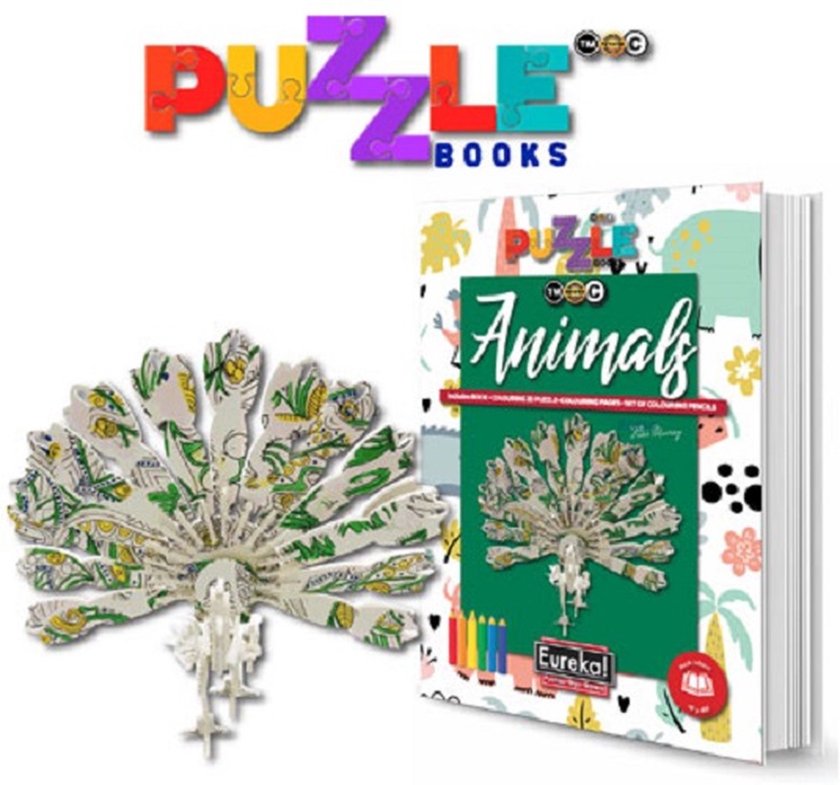Eureka 3D Puzzle Books Kleur- en Puzzelboek - Dieren.
