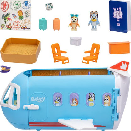 BLUEY - 3 in 1 Transformerend Vliegtuig Speelset - Incl. Bluey en Bingo speelfiguren