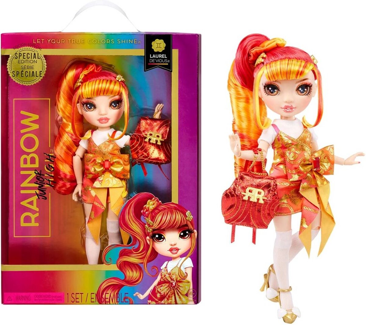Rainbow High Junior High Special Edition Doll - 23 cm - Laurel De'Vious - Oranje - Modepop