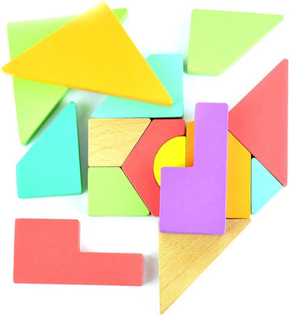 Rainbow wooden Blokken set 36 delig