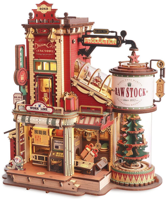 Robotime Dream Gift Factory - Houten muziekdoos met licht en geluid - EAB01