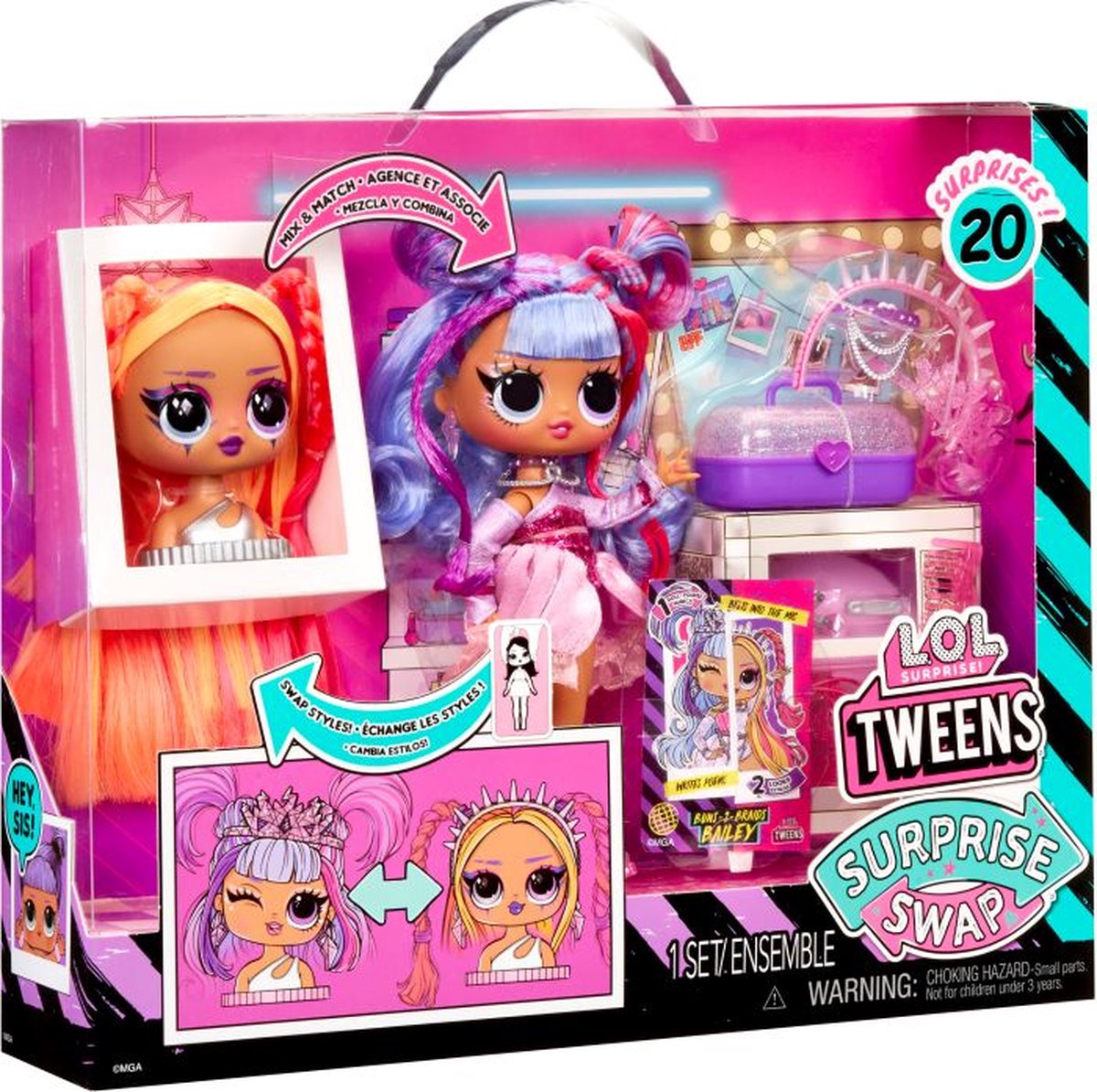 L.O.L. Surprise! Tweens Surprise - 16,5 cm - Swap Modepop - Buns-2-Braids Bailey