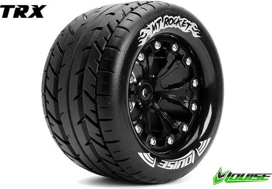 Louise RC - MT-ROCKET - 1-10 Monster Truck Bandenset - Gemonteerd - Sport - Velgen 2.8 Zwart - 0-Offset - Zeskant 12mm - L-T3201SB